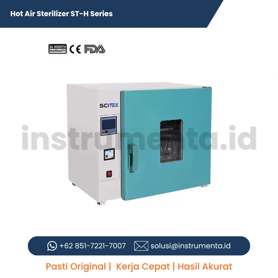 Distributor Resmi Hot Air Sterilizer Scitek ST-H Series Oven Sterilisasi Panas Kering Digital untuk Laboratorium dan Rumah Sakit